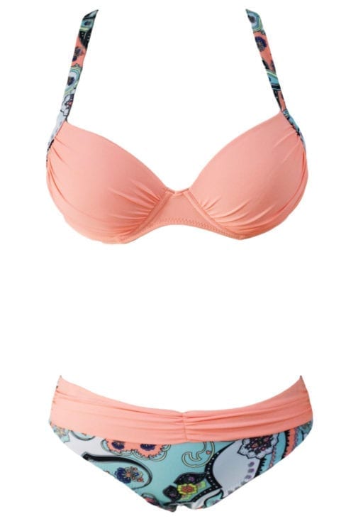 Sloane Pink Padded Gather Push Up Bikini Swimwear Set Amber Millet