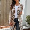 Gillian Women's Long Sleeves Leopard Print Knitting Cardigan Outwear