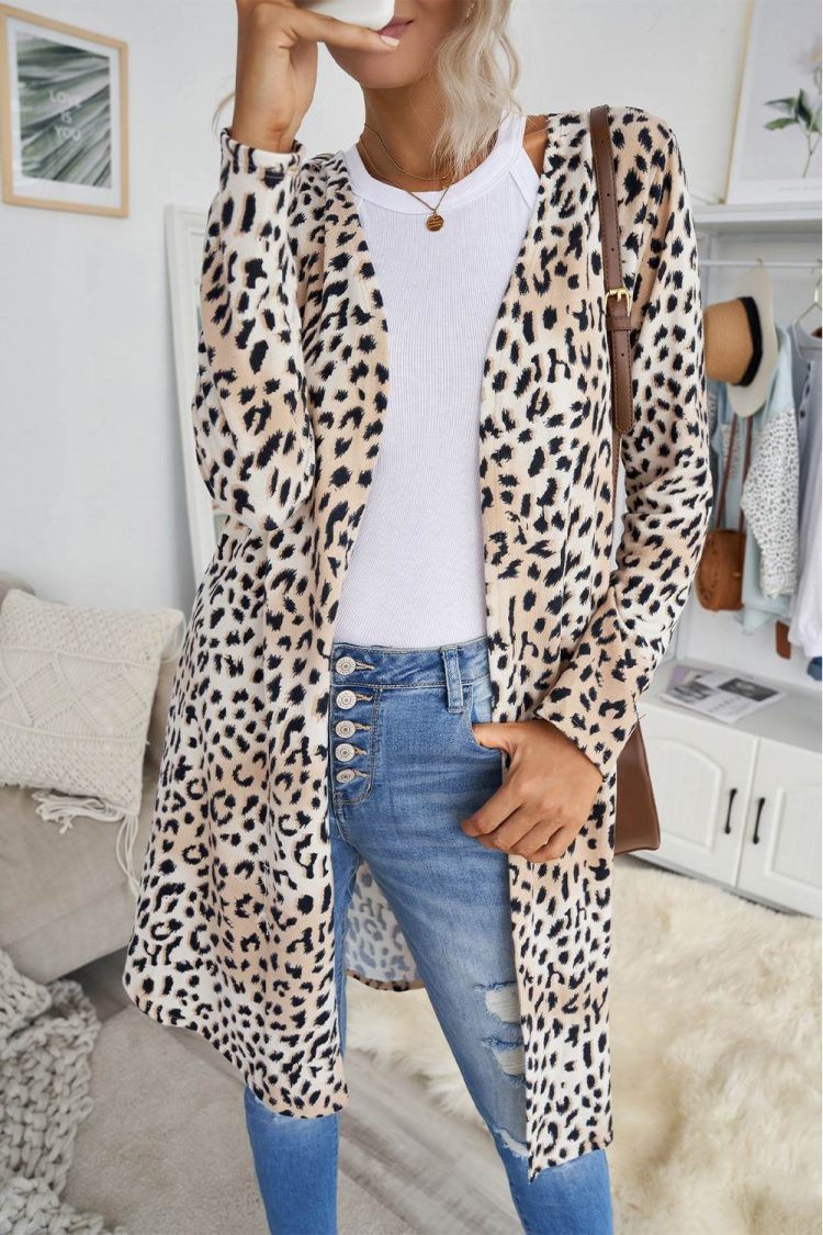 Gillian Women's Long Sleeves Leopard Print Knitting Cardigan Outwear