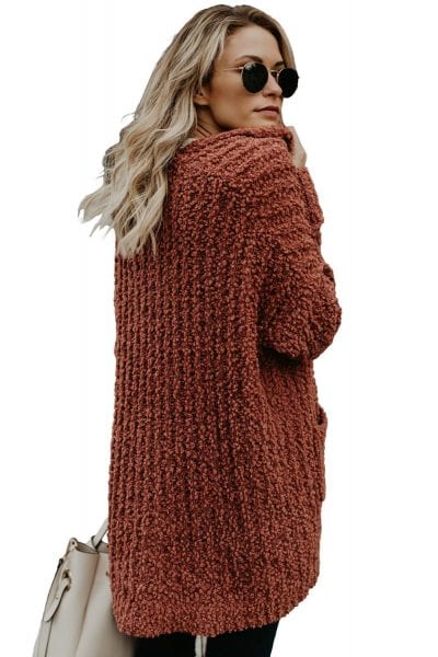 Jaime Women's Long Sleeve Soft Chunky Creamy Knit Sweater with Pockets