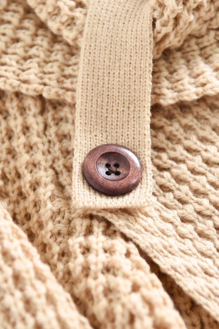 Pilcro Buttoned Wrap Turtleneck Pullover Sweater Tops Beige