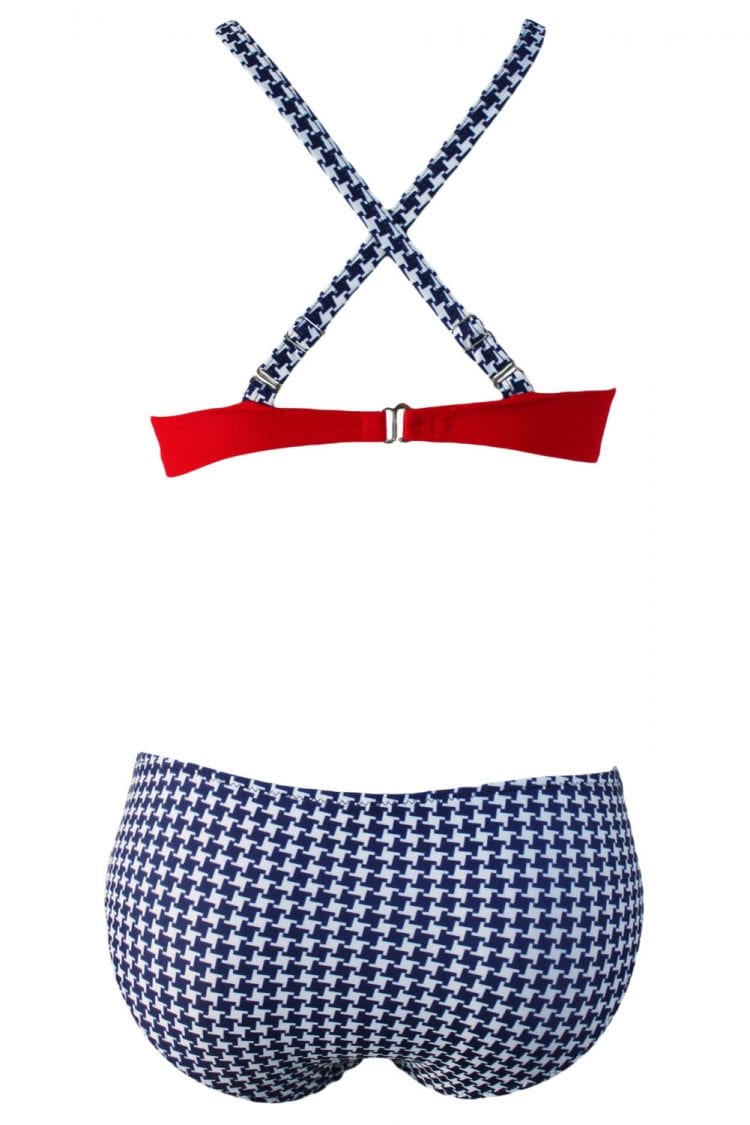 Plaid Red Padded Gather Push-up Two Piece Bikini Swimsuits Set