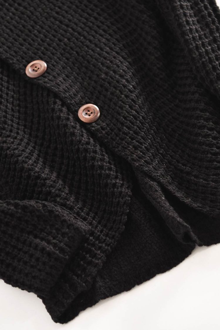 Stellar Turtleneck Buttoned Wrap Sweater Black