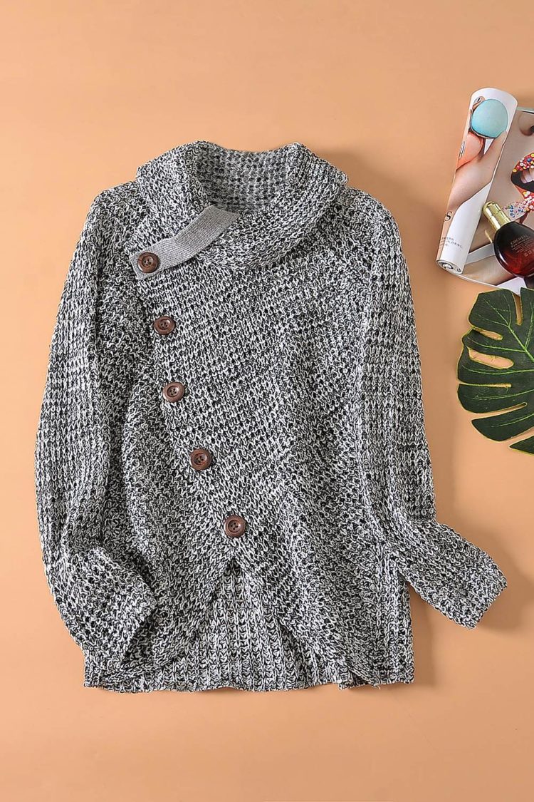 Miranda Womens Casual Turtle Cowl Neck Sweater Coat Heather Gray