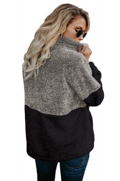 Edie Womens Zipper Pullover Hoodies Sweatshirt Outwear with Pockets Gray Taupe