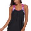 Suzanne Womens Printed Strappy Push up Tankini Top with Shorts Black