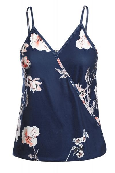 Aidy Women's Floral Print Sleeveless V-Neck Strappy Camisole Tank Top Blue