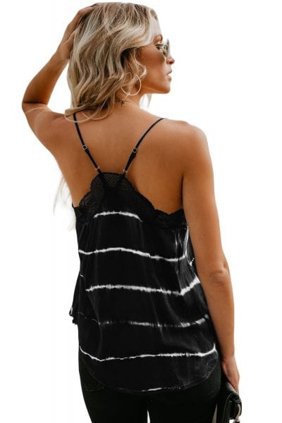 Alder Women Halter Lace Crochet V Neck Strappy Loose Camisole Tank Tops Black