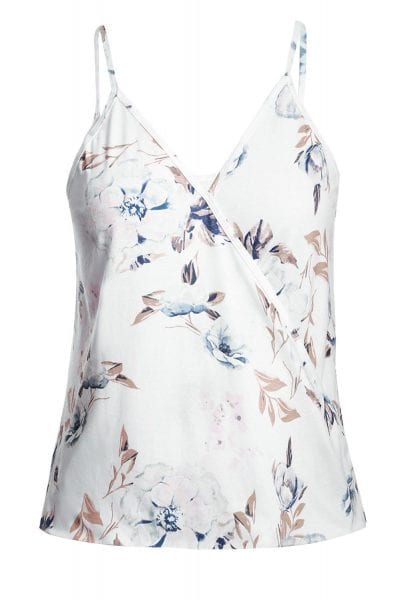 Aidy Women's Floral Print Sleeveless V-Neck Strappy Camisole Tank Top Blue