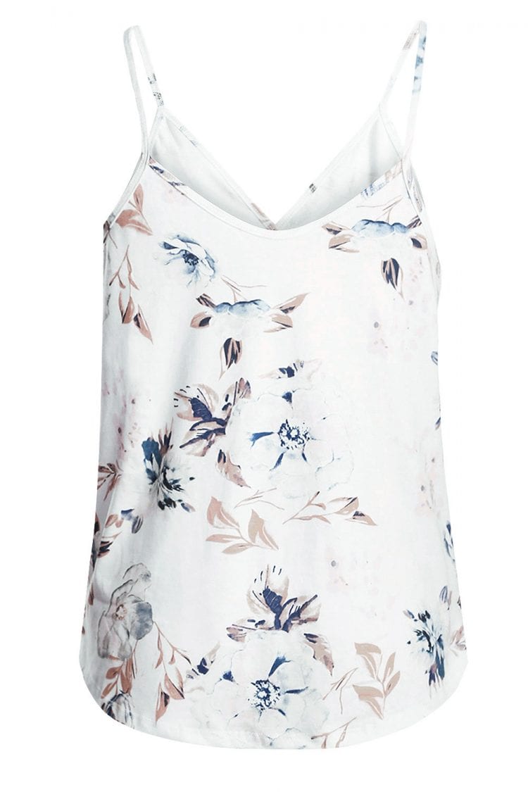 Aidy Women's Floral Print Sleeveless V-Neck Strappy Camisole Tank Top Blue