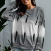 Tarian Women's Color-Block Tie Dye Long Sleeve Pullover Sweatshirt Black