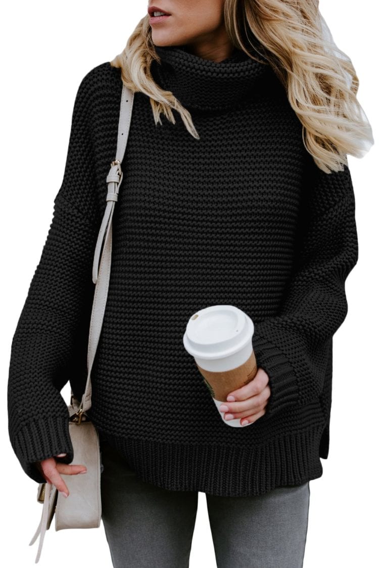 Alyce Women's Cozy Long Sleeves Turtleneck Sweater Black