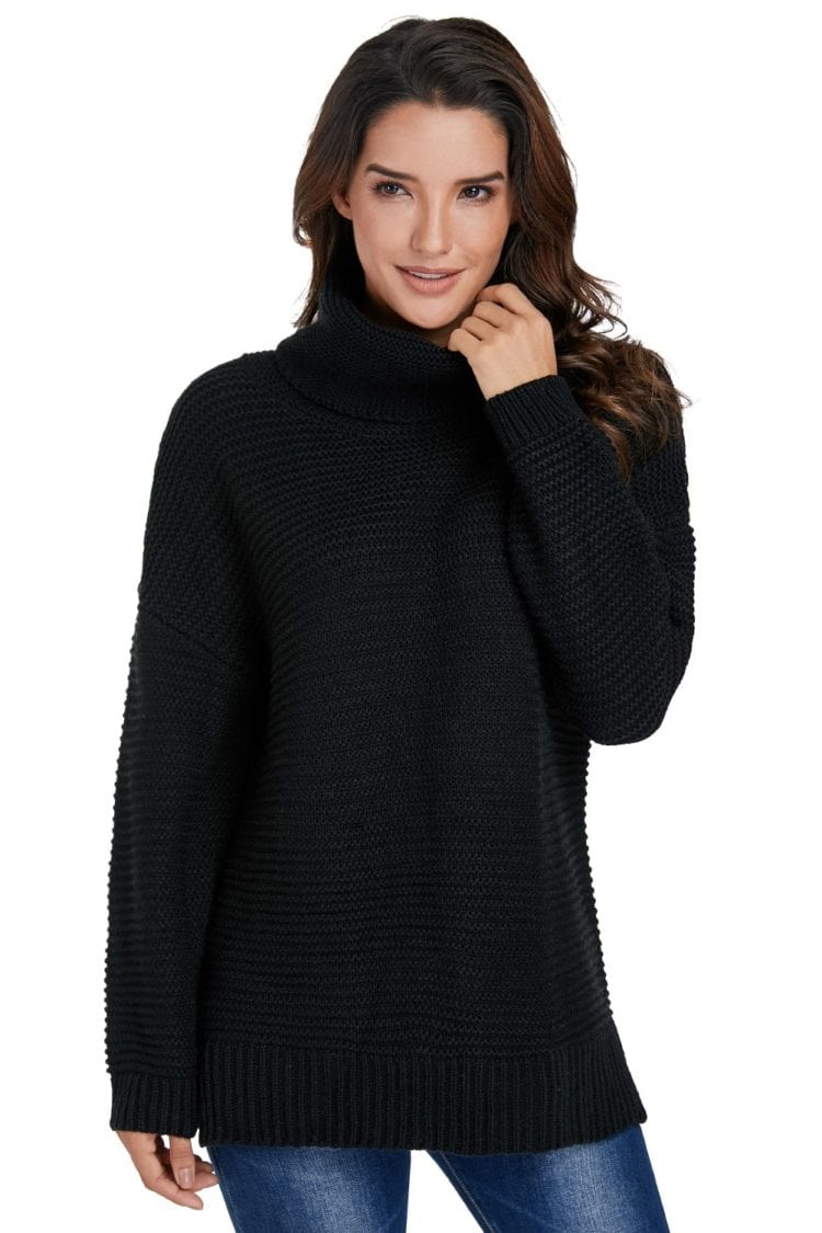 Alyce Women's Cozy Long Sleeves Turtleneck Sweater Black