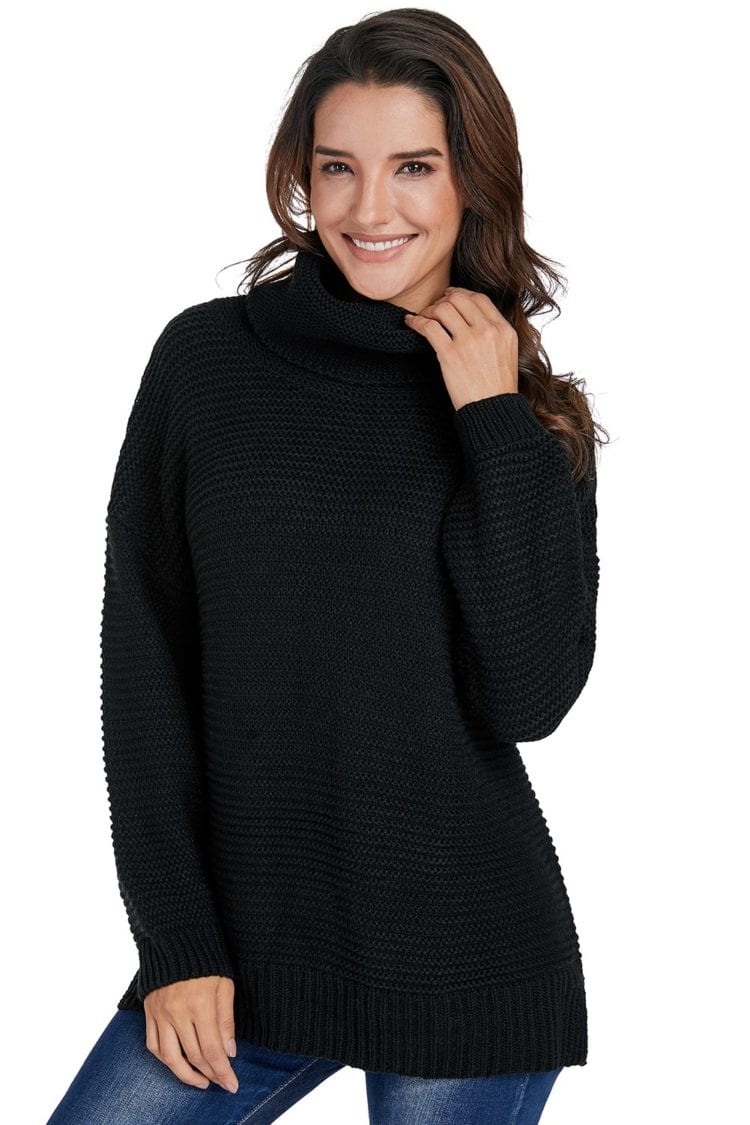 Alyce Women's Cozy Long Sleeves Turtleneck Sweater Black