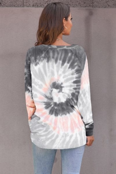 Evelin Women's Tie Dye Loose Leisure Sweatshirt Red Ombre