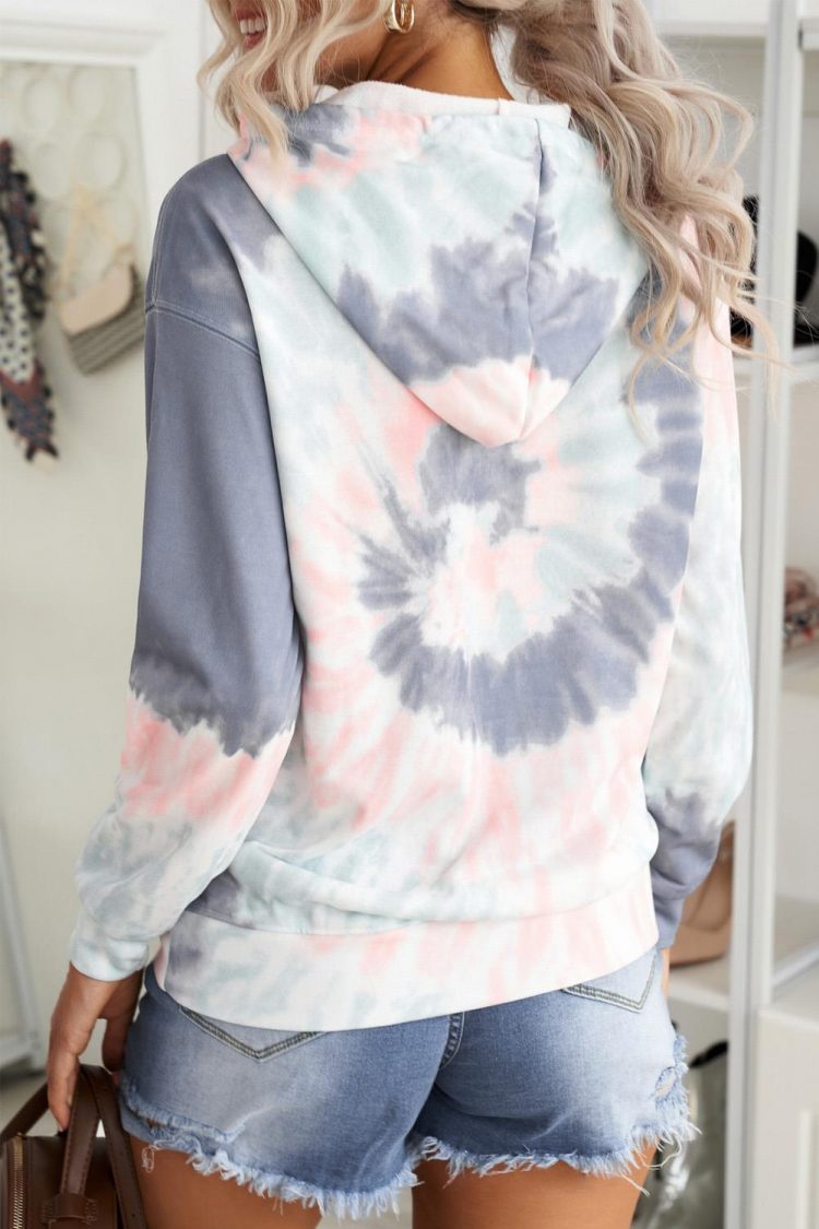 Bias Women's Tie Dye Print Pullover Hoodie Multicolor