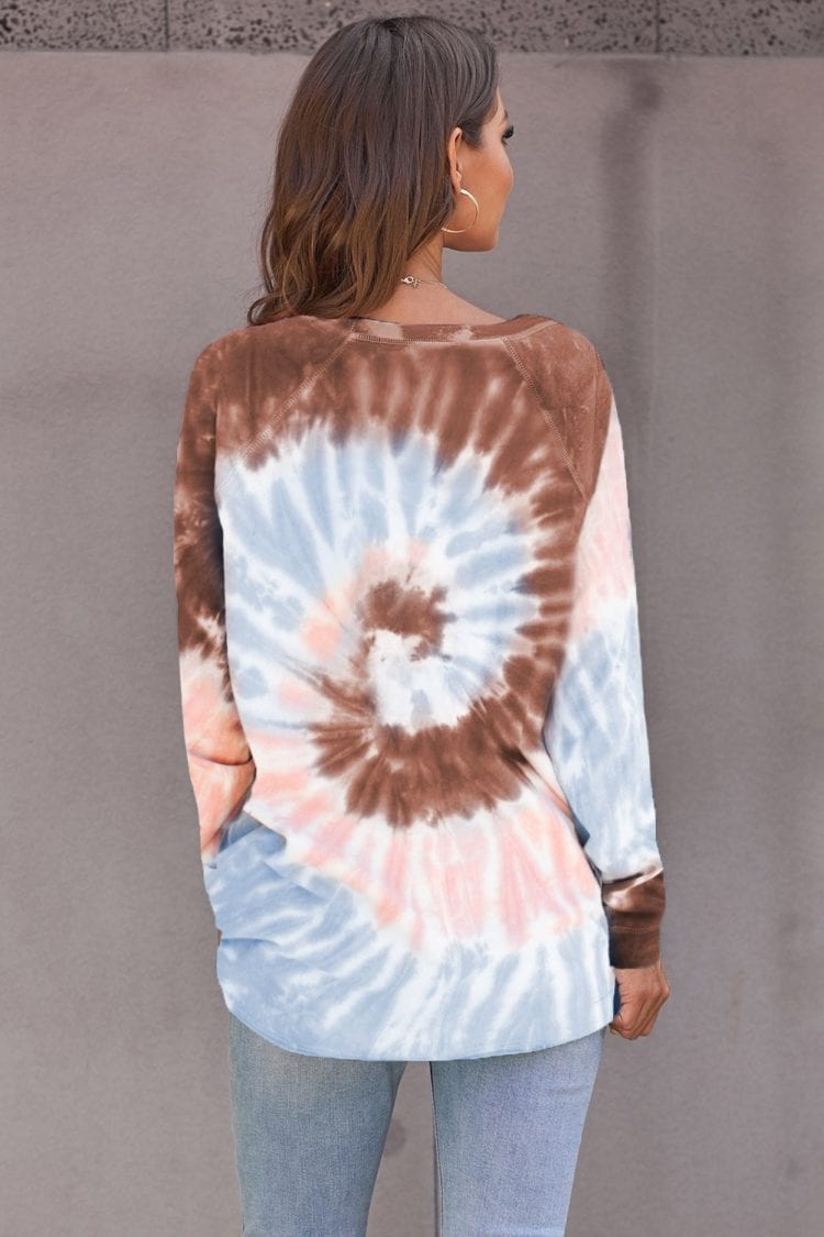 Evelin Women's Tie Dye Loose Leisure Sweatshirt Red Ombre