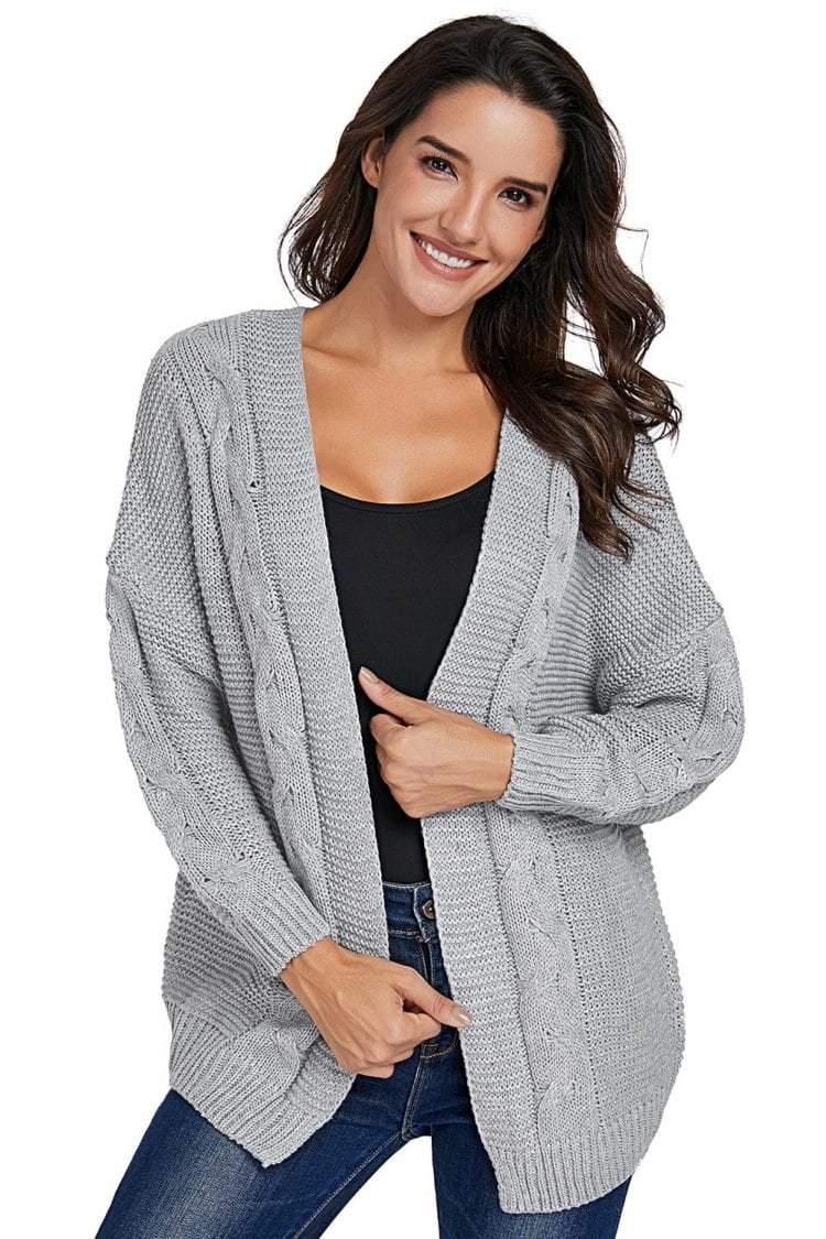 Darya Women's Chunky Wide Long Sleeve Knit Cardigan White