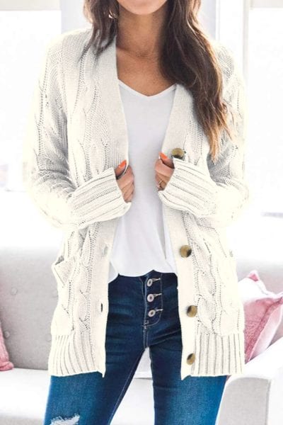 Lindsey Womens Cardigan Knitwear Sweater White