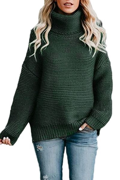 Zoe Women Cozy Long Sleeves Turtleneck Sweater Sage Green