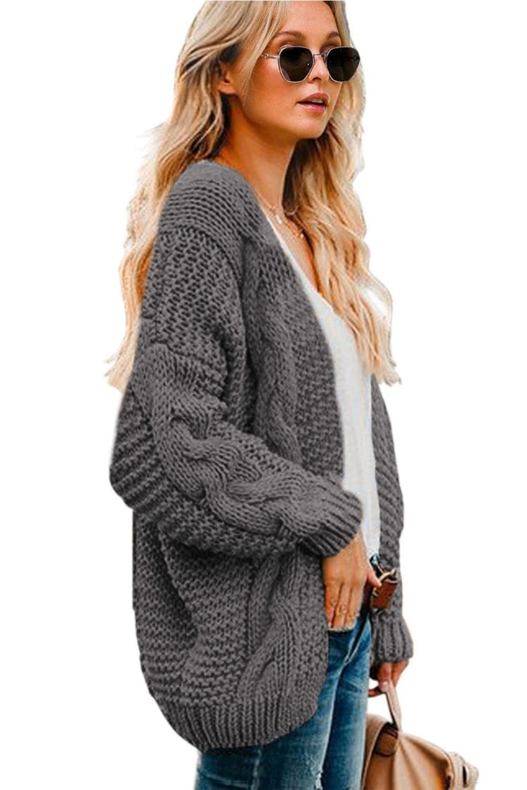 Darya Women's Chunky Wide Long Sleeve Knit Cardigan White