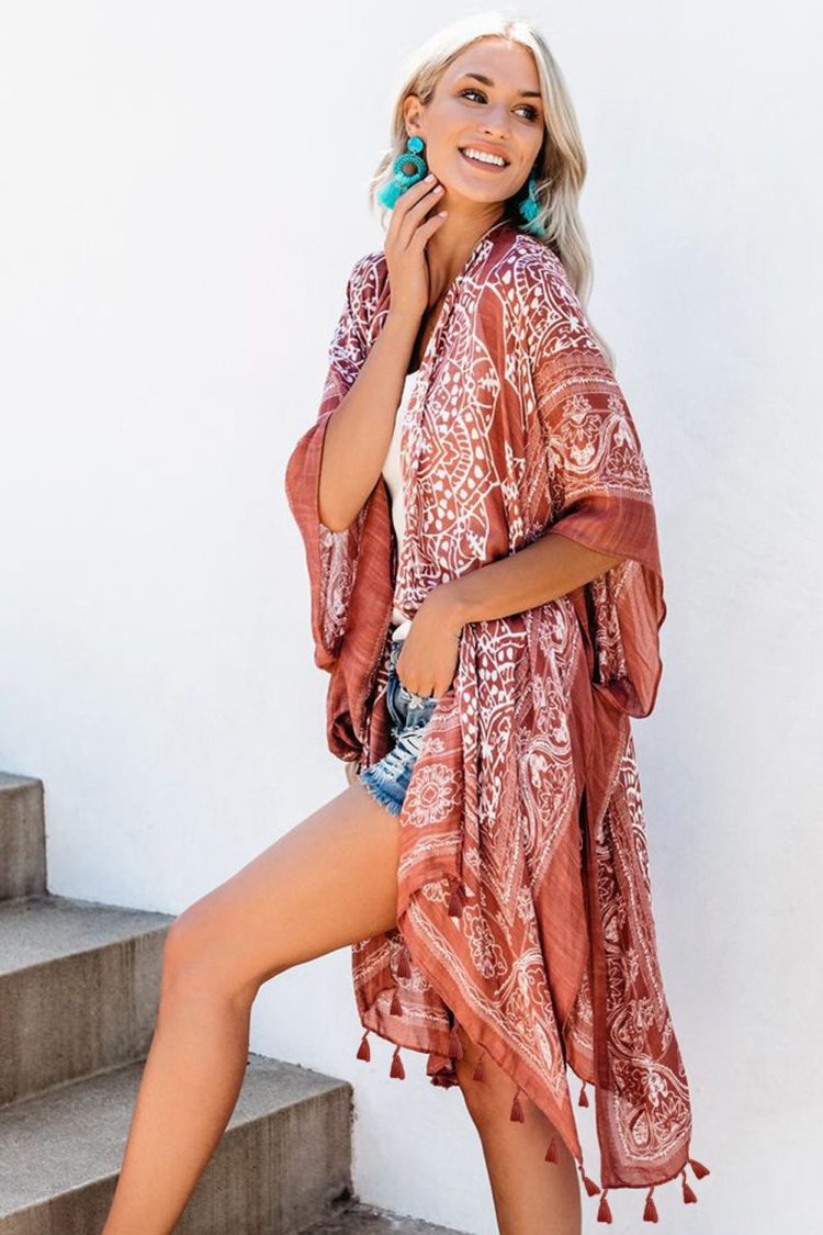 Carey Women's Anja Tassel Kimono Brown