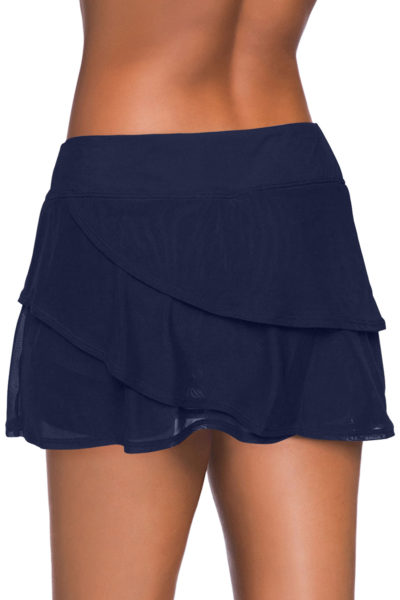 Chloe Womens Blue Tiered Swim Culotte