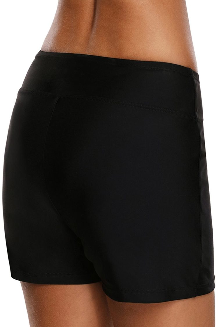 Lisabetta Womens Button Detail Swim Boardshort Black