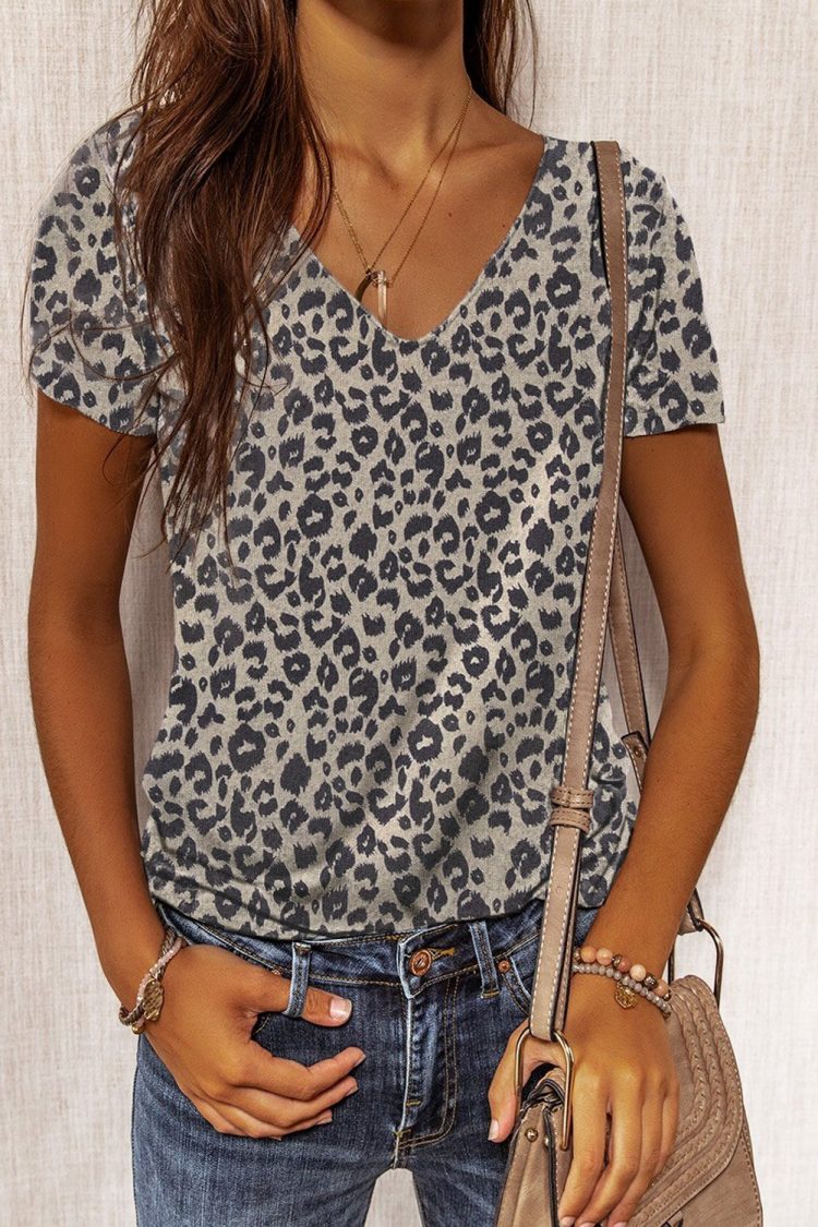 Agnes Women Print Short Sleeve Tee Leopard