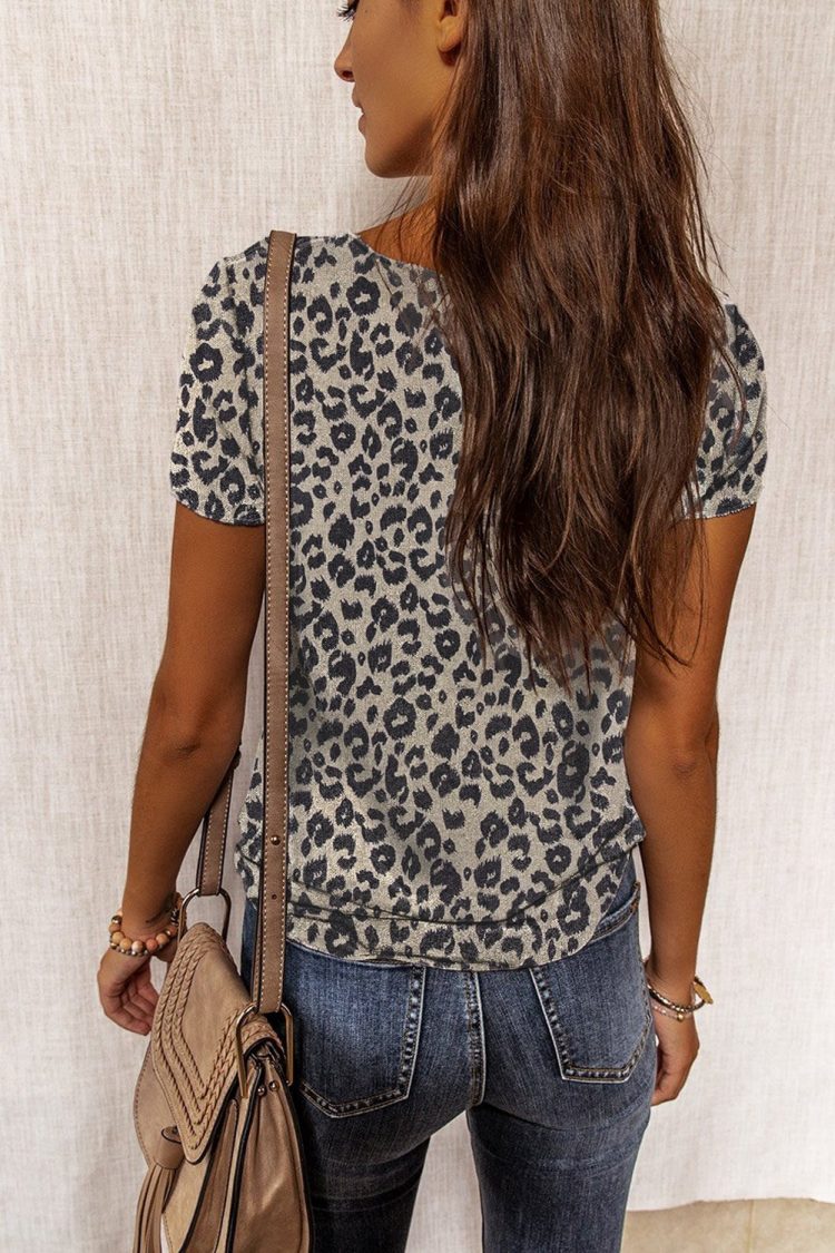 Agnes Women Print Short Sleeve Tee Leopard