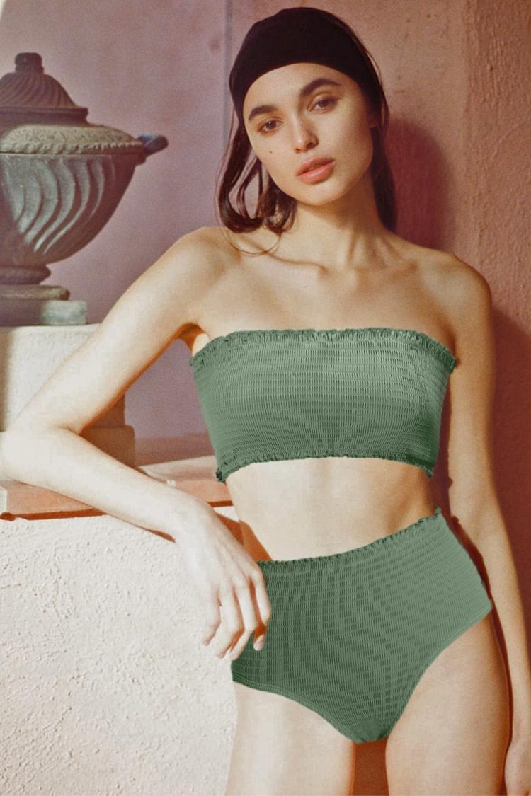 Maria Women Smock High Waist Bikini Green