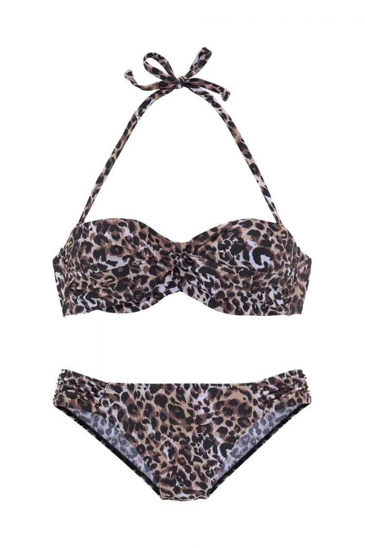 Seafolly Women's Boho Stripes Push up Two Piece Bikini Swimsuits Set Leopard