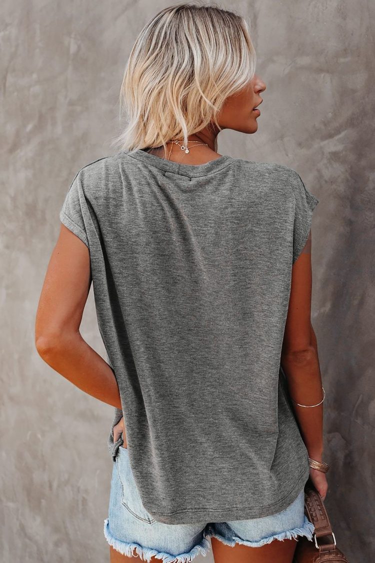 Valerie Women Pocketed Tee with Side Slits Gray