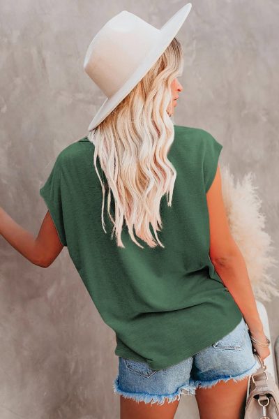 Valerie Women Pocketed Tee with Side Slits Green