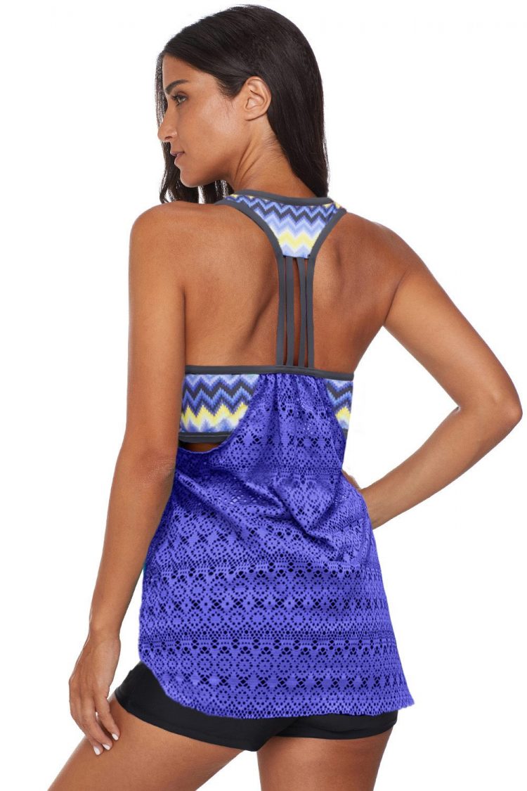 Nia Women's Printed Patchwork Vest Tankini Top