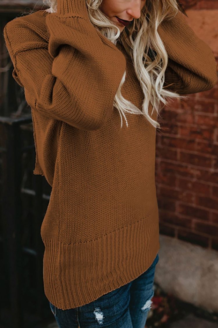 Ada Women Brown Hollow-out Back Sweater with Tie