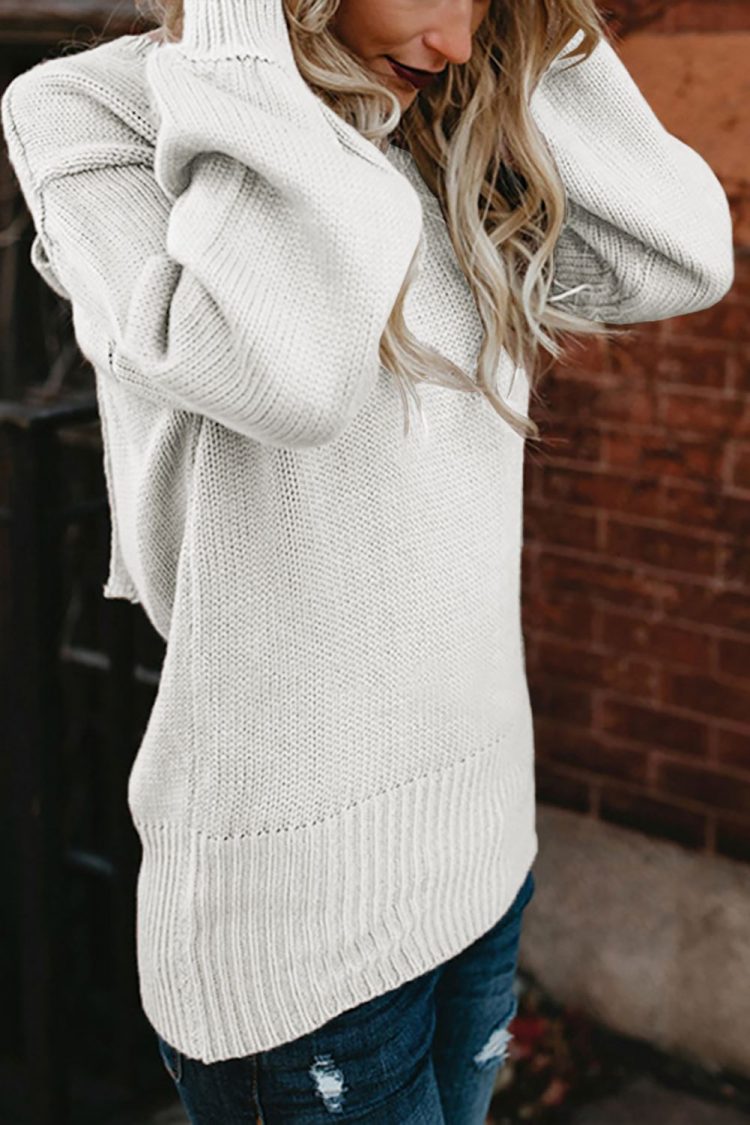 Beata Women Hollow-out Back Sweater with Tie White