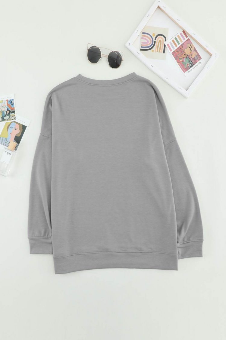 Oprah Womens Gray Sweatshirt Crew Neck Long Sleeve