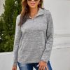 Peggy Women's Gray Quarter Zip Pullover Sweatshirt