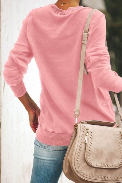 Ramya Womens Sweatshirt Pink Wash Fleece Pullover