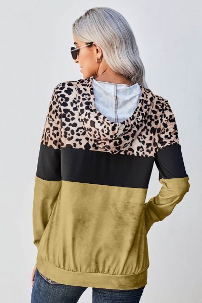 Samira Women Tie Dye Yellow Colorblock Leopard Hoodie