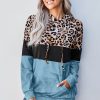 Tulla Women's Leopard Tie Dye Colorblock Hoodie Blue