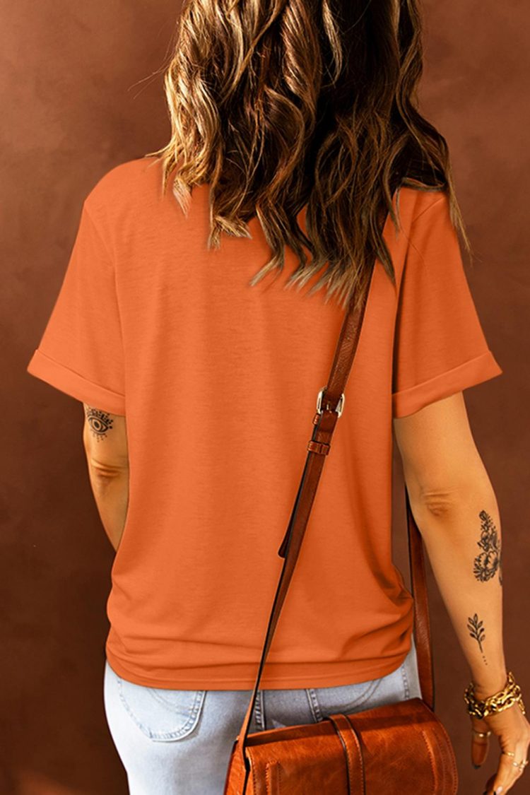 Amaya Women's Solid Color Crew Neck Tee Orange