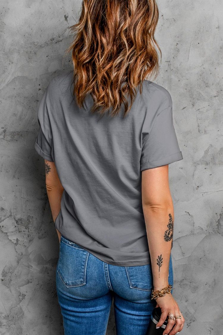 Blanche Women's Solid Color Crew Neck Tee Gray