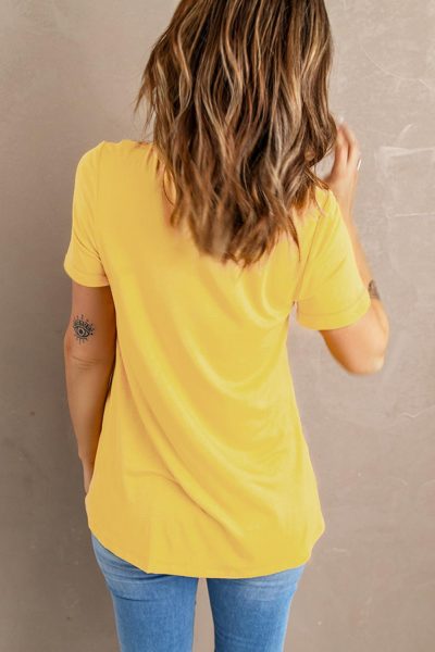 Easter Women's Solid Color Crew Neck Tee Yellow