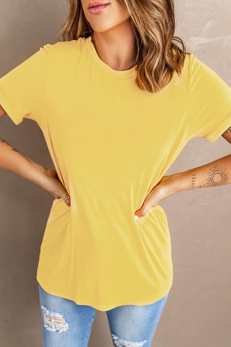 Easter Women's Solid Color Crew Neck Tee Yellow