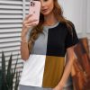 Norma Women's Colorblock T-shirt with Slits Brown