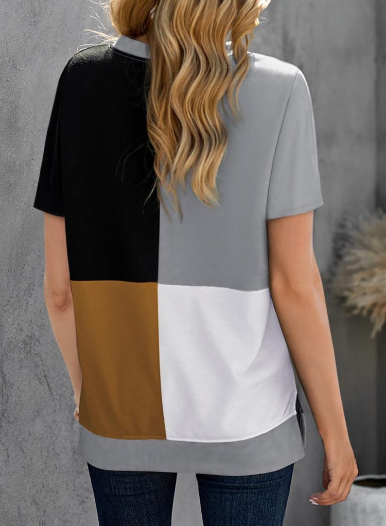 Norma Women's Colorblock T-shirt with Slits Brown