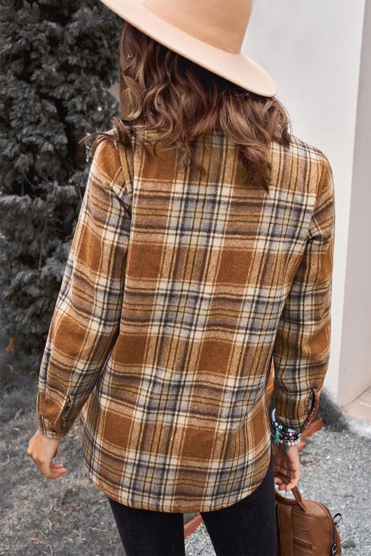 Roberta Women's Oversize Rounded Hem Plaid Shirt with Slits